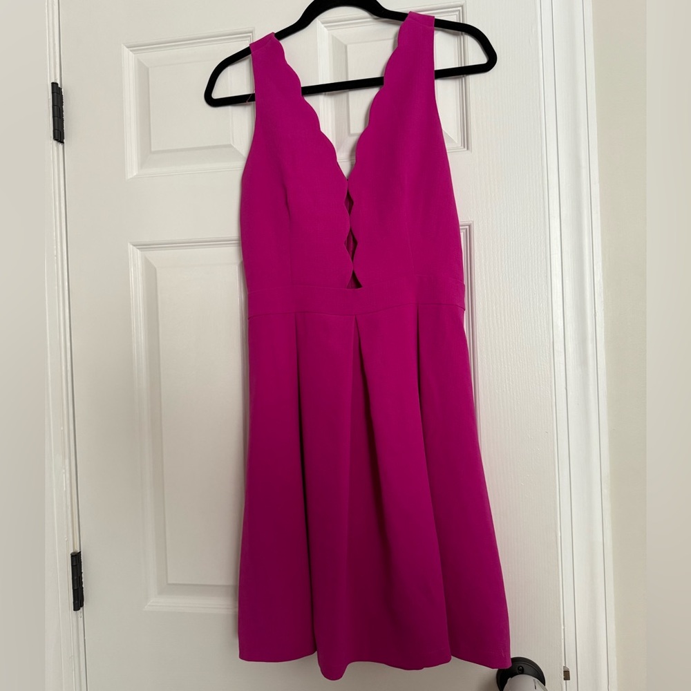 Adelyn Rae Fuchsia Scalloped Mini Dress